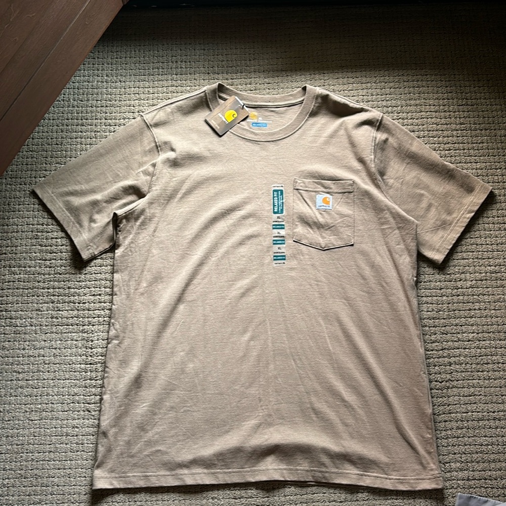 Carhartt Pocket T-shirt relaxed Fit Tan Brown Mens X-Large
